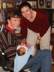 Emily-Stephen-Christopher Emily, Stephen, and small friend Christopher