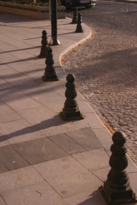 A line of black pawns