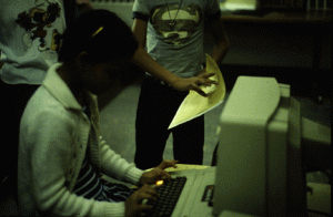 Waiting to write at the computer