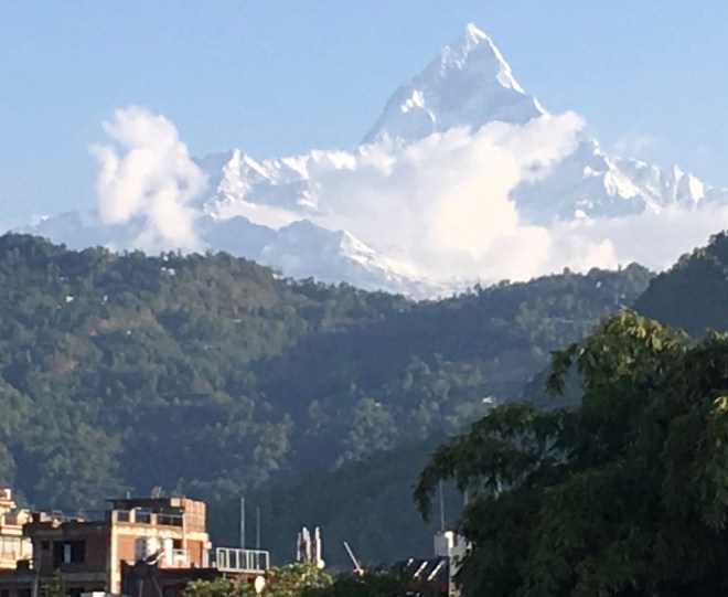 Machupuchare (Fish Tail) from our hotel balcony